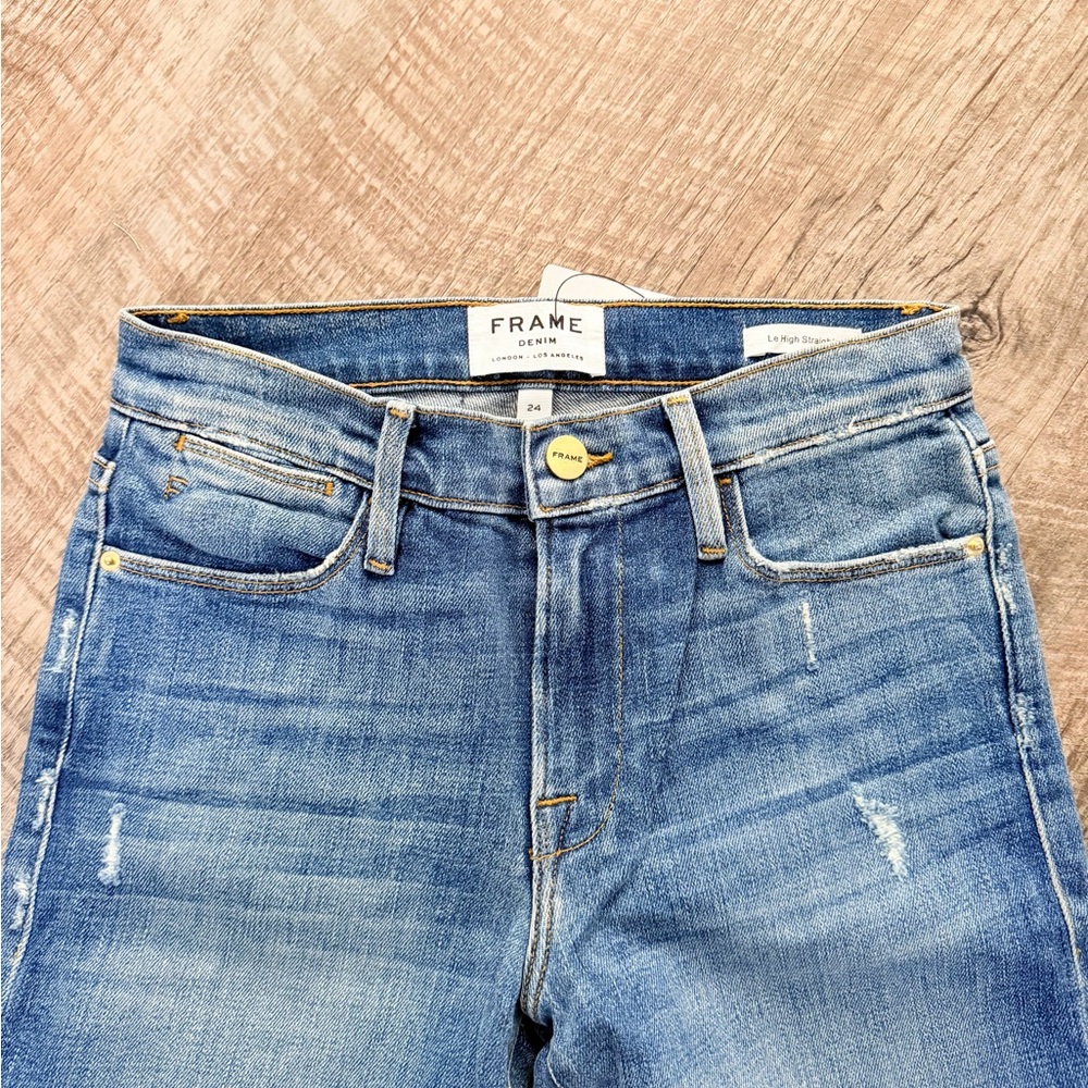 FRAME LE HIGH Straight Raw Step hem Jeans SZ 24 - Picture 4 of 6